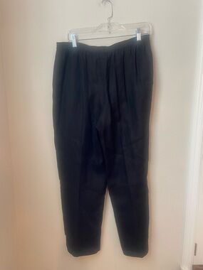 Eskandar Black 100% Linen Pull On Crop Pants Size 0 Made in England